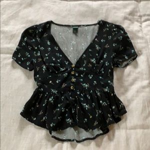 Black tee button up blouse